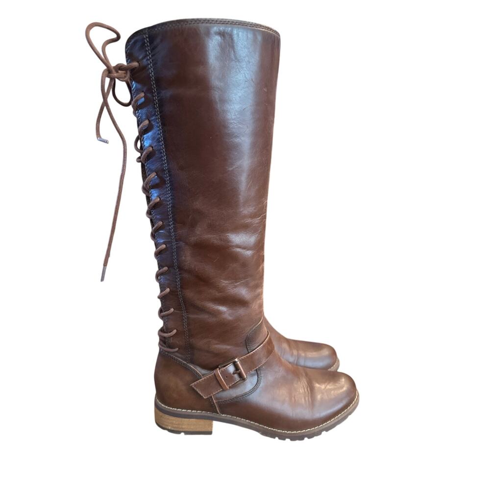 ⭐️ Women’s Sofft Brown Leather Back Lace Up Riding Boots. Size 8 Classic.